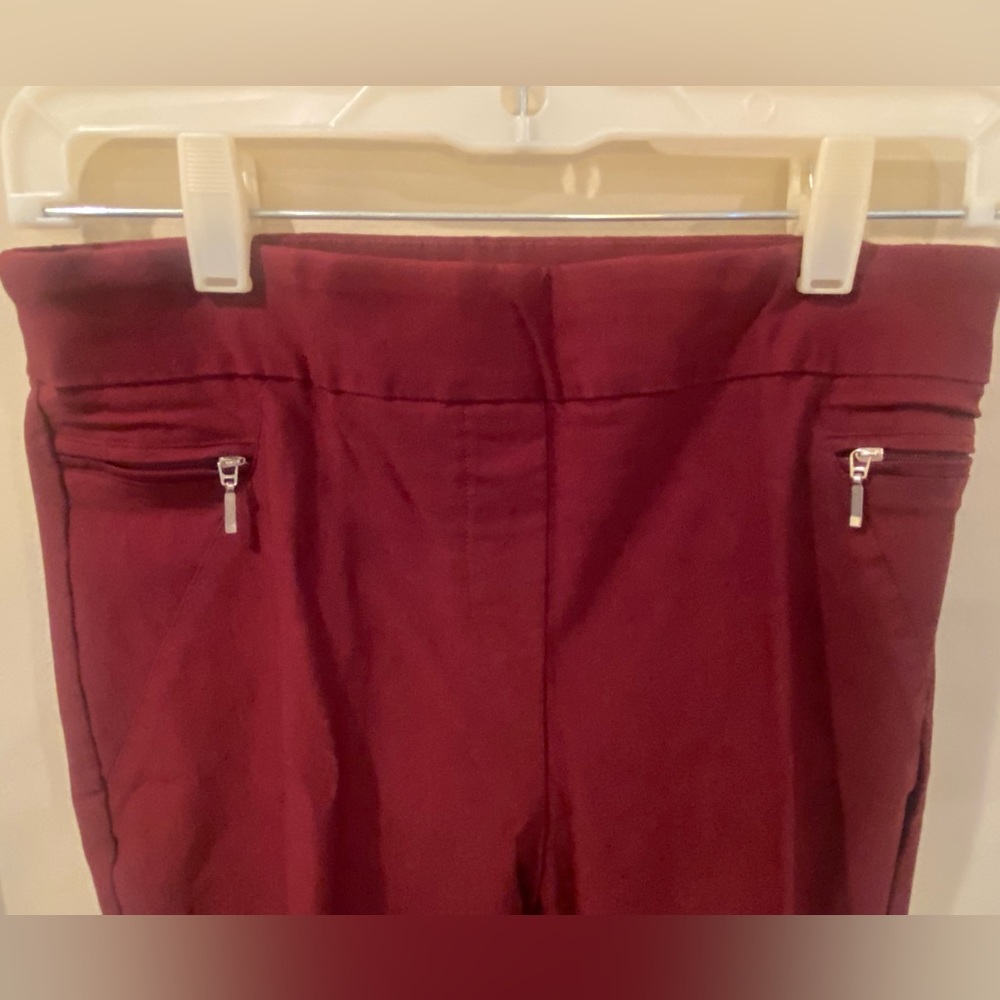 SoHo Bordeaux Color Cropped Stretch Skinny Slacks - Picture 3 of 7